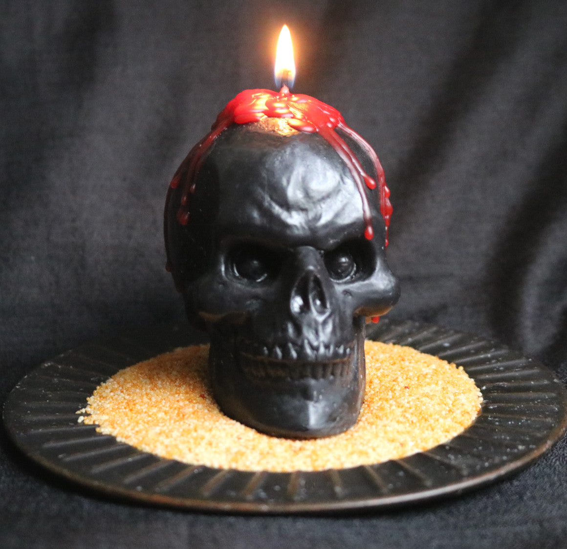Midnight Ritual Dark Gray Skull Candle