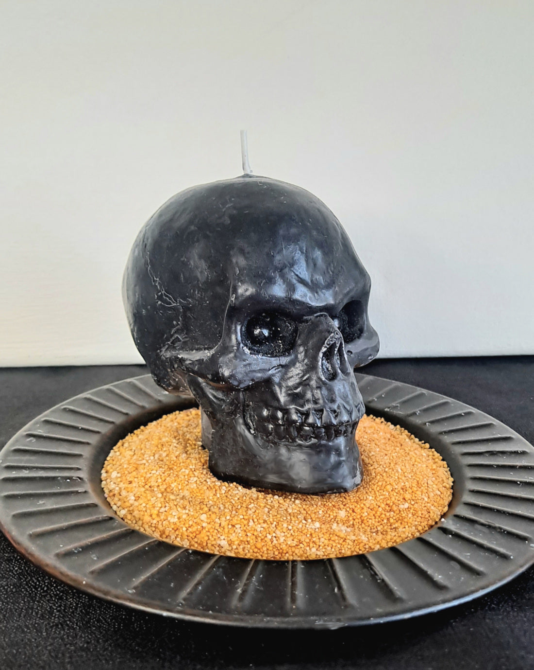 Midnight Ritual Dark Gray Skull Candle