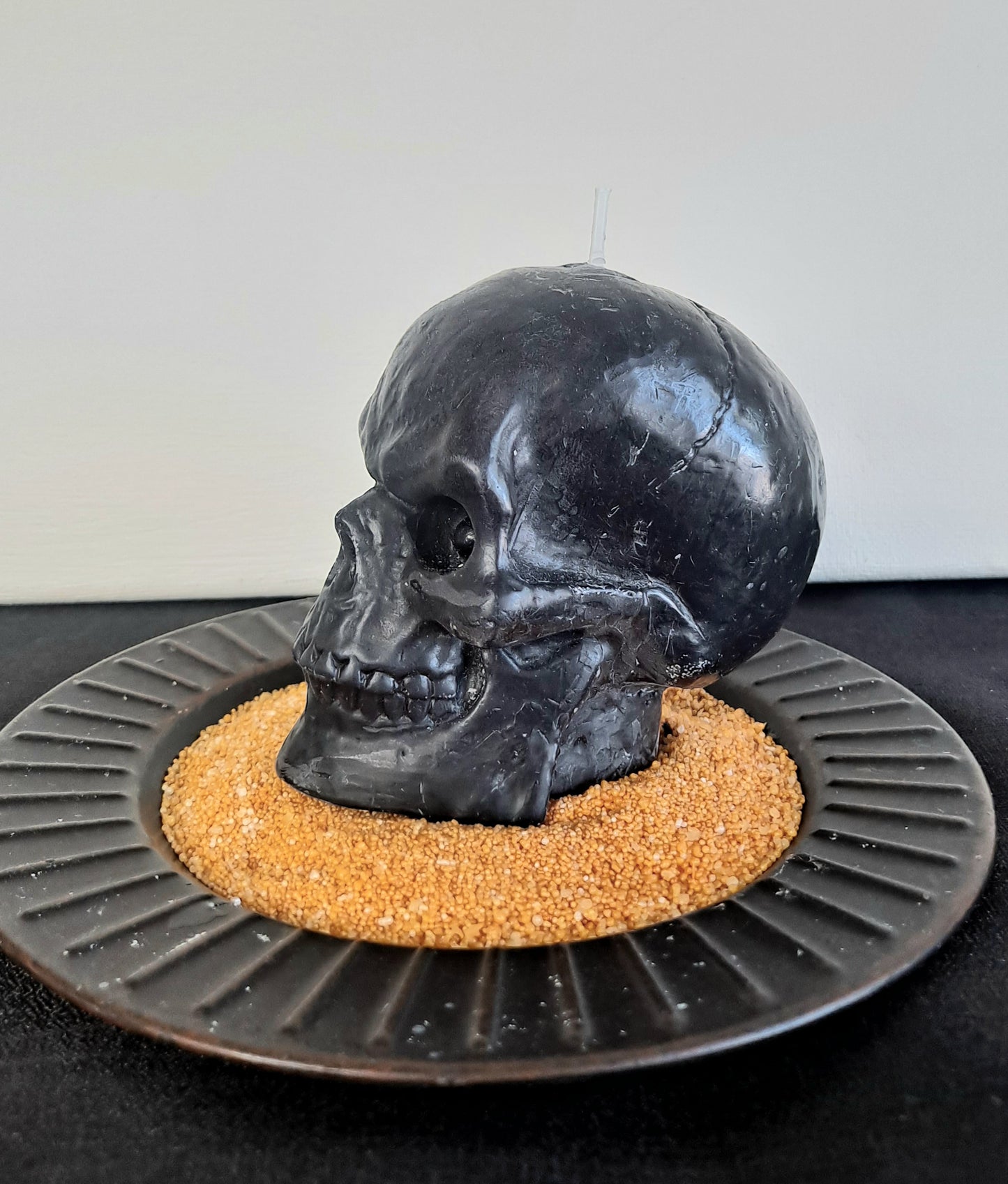 Midnight Ritual Dark Gray Skull Candle